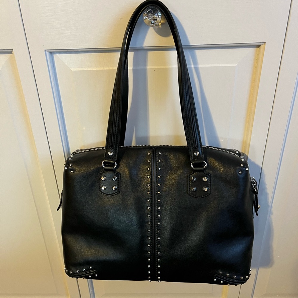 Michael Kors Black Leather Studded Astor Satchel - Picture 2 of 9